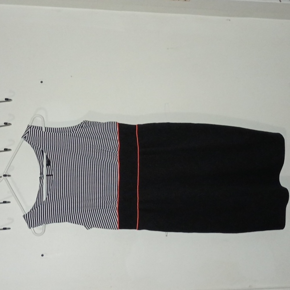 Perceptions dress with orange rib around midriff zipper mid back